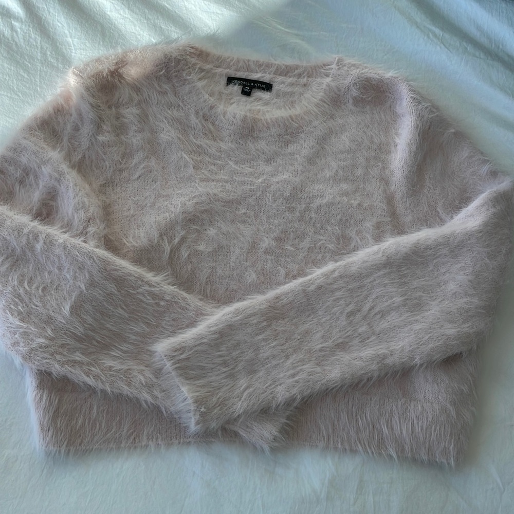 Kendall and Kylie pink fuzzy sweater